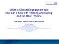 What is Clinical Engagement and how can it help with 'Sharing and Caring' and the Darzi Review Actio