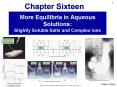 More Equilibria in Aqueous Solutions: Slightly Soluble Salts and Complex Ions