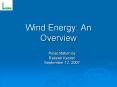 Wind Energy: An Overview
