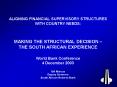 ALIGNING FINANCIAL SUPERVISORY STRUCTURES WITH COUNTRY NEEDS: MAKING THE STRUCTURAL DECISION THE SOU