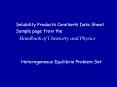 Solubility Products Constants Data Sheet