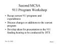 Second MCSA 911 Program Workshop