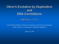 Ohnos Evolution by Duplication and DNA Correlations