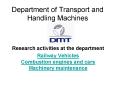 Department of Transport and Handling Machines