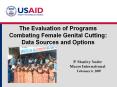 The Evaluation of Programs Combating Female Genital Cutting: Data Sources and Options