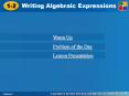 Writing Algebraic Expressions