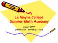 Le Moyne College Summer Math Academy