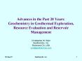 Advances in the Past 20 Years: Geochemistry in Geothermal Exploration, Resource Evaluation and Reser