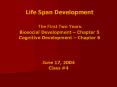 Life Span Development The First Two Years: Biosocial Development Chapter 5 Cognitive Development Cha