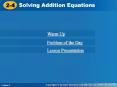 Solving Addition Equations