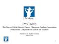 ProComp The Denver Public Schools/Denver Classroom Teachers Association Professional Compensation System for Teachers Presented to the Board of Education April 6, 2006
