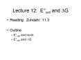 Lecture 12: Ecell and DG
