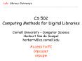 CS 502 Computing Methods for Digital Libraries Cornell University Computer Science Herbert Van de So