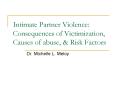 Intimate Partner Violence: Consequences of Victimization, Causes of abuse,