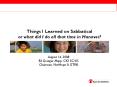 Things I Learned on Sabbatical or what did I do all that time in Hanover?