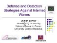 Defense and Detection Strategies Against Internet Worms
