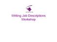 Writing Job Descriptions Workshop