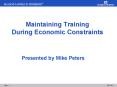 Maintaining Training During Economic Constraints