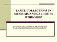 LARGE COLLECTIONS IN MUSEUMS AND GALLERIES WORKSHOP