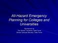 AllHazard Emergency Planning for Colleges and Universities