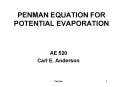 PENMAN EQUATION FOR POTENTIAL EVAPORATION