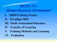 MGMT 471: Human Resource Development