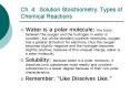 Ch' 4: Solution Stoichiometry Types of Chemical Reactions