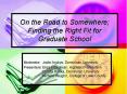 On the Road to Somewhere Finding the Right Fit for Graduate School