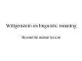 Wittgenstein on linguistic meaning: