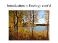 Introduction to Ecology contd