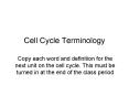 Cell Cycle Terminology