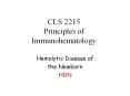 CLS 2215 Principles of Immunohematology
