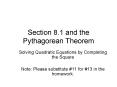Section 8'1 and the Pythagorean Theorem