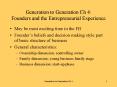 Generation to Generation Ch 4: Founders and the Entrepreneurial Experience