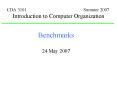 CDA 3101 Summer 2007 Introduction to Computer Organization