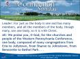 Leader: For just as the body is one and has many members, and all the members of the body, though ma