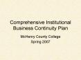 Comprehensive Institutional Business Continuity Plan