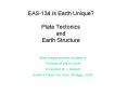 EAS134 Is Earth Unique Plate Tectonics and Earth Structure
