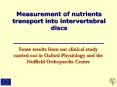 Measurement of nutrients transport into intervertebral discs