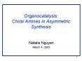 Organocatalysis: Chiral Amines in Asymmetric Synthesis