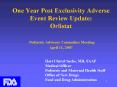 One Year Post Exclusivity Adverse Event Review Update: Orlistat Pediatric Advisory Committee Meeting