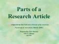 Parts of a Research Article Adapted from the Publication Manual of the American Psychological Associ