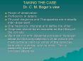 TAKING THE CASE Dr' C' M' Bogers view