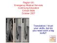 Region VIII Emergency Medical Services Continuing Education Critical Skills October 2007
