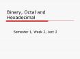 Binary, Octal and Hexadecimal