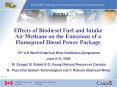 Effects of Biodiesel Fuel and Intake Air Methane on the Emissions of a Flameproof Diesel Power Packa