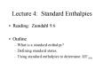 Lecture 4: Standard Enthalpies