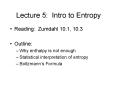 Lecture 5: Intro to Entropy