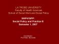 LA TROBE UNIVERSITY Faculty of Health Sciences School of Social Work and Social Policy