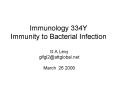 Immunology 334Y Immunity to Bacterial Infection